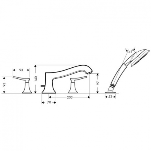 Смеситель Hansgrohe Metris Classic 31314000 на борт ванны