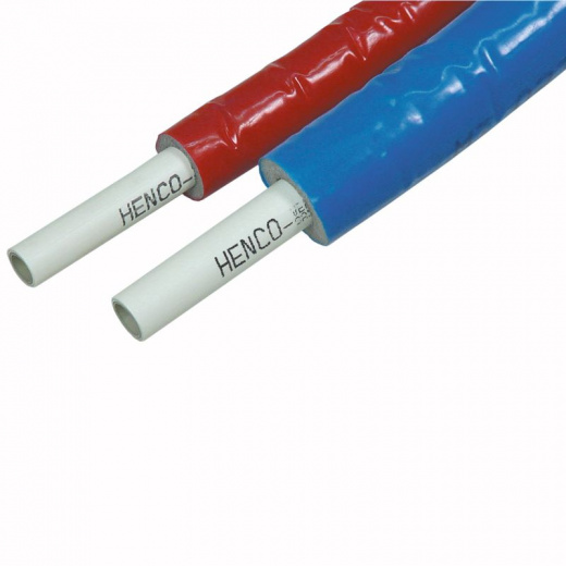 МП Труба PEX-AL-PEX, 16х2 STANDART (Al0.4) в Изоляции красная 6мм HENCO бухта 100м