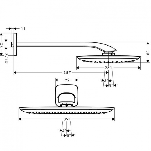 Верхний душ Hansgrohe PuraVida 400 1jet 27437000