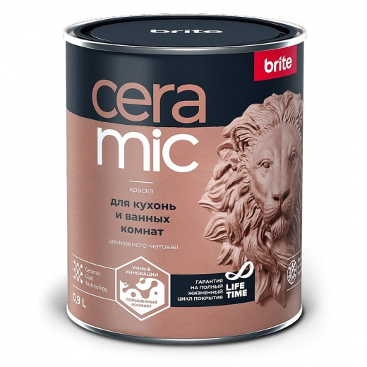 Краска для кухонь и ванных комнат Brite Ceramic бесцветная база С 0,9 л