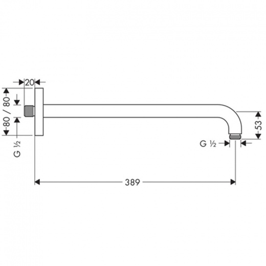 Кронштейн для верхнего душа Hansgrohe 27446000 38,9 см