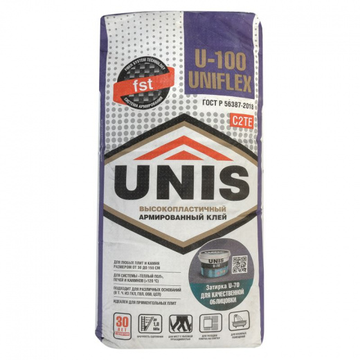 Клей для плитки Unis Uniflex U-100 C2TE 25 кг
