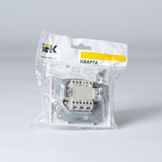 Выключатель двухклавишный Кварта белый IP20 IEK