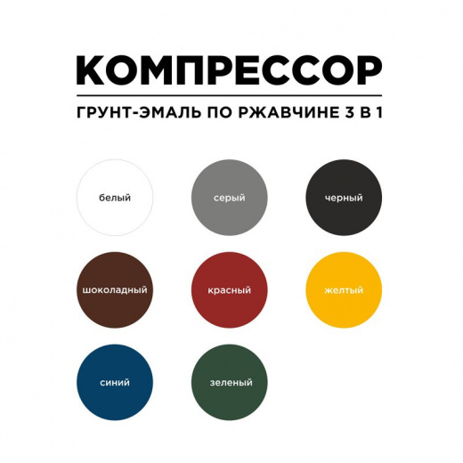 Грунт-эмаль по ржавчине 3в1 Компрессор черная глянцевая 0,8кг
