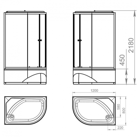 Душевая кабина Domani-Spa Delight Slim 128 R высокий поддон 120х80х218 см матовые стекла