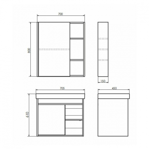 Тумба Comforty Вена-70 дуб дымчатый с раковиной Адриана 70 00-00008929CF