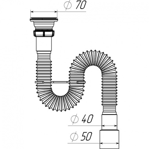 Гофросифон Aquant 1200 мм 1 1/2"х40/50 с нержавеющей решеткой