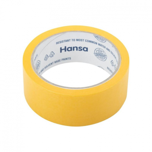 Лента малярная 38ммx25м Washi для точных краев желтая Hansa