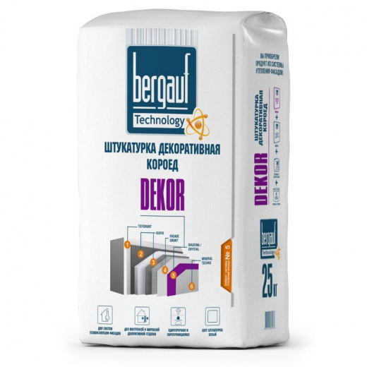 Штукатурка декоративная Bergauf Dekor Короед зерно 2,5 мм 25 кг