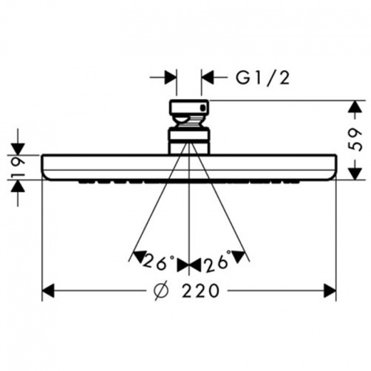 Верхний душ Hansgrohe Croma 220 1jet 26464000