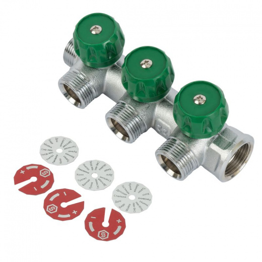 Коллектор регулирующий Stout 3/4", 3 отвода 3/4" евроконус
