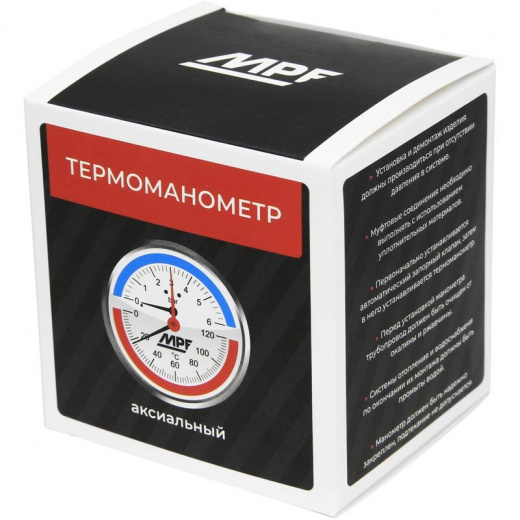 Термоманометр аксиальный 6 Бар, 120 С, 1/2" н, MP-У