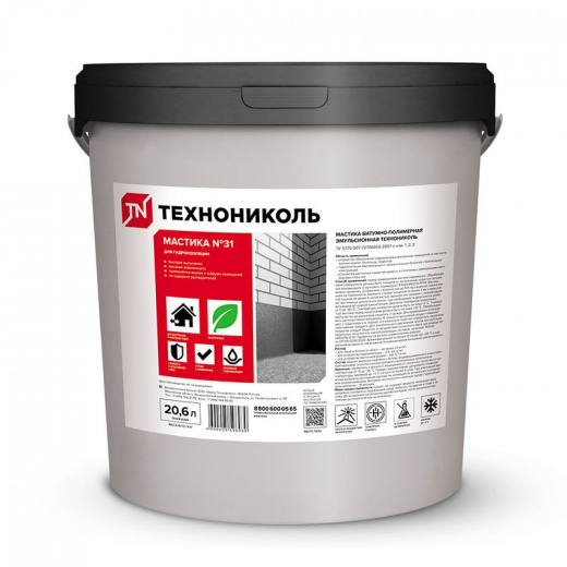 Мастика кровельная битумная на водной основе ТЕХНОНИКОЛЬ №31 18 кг
