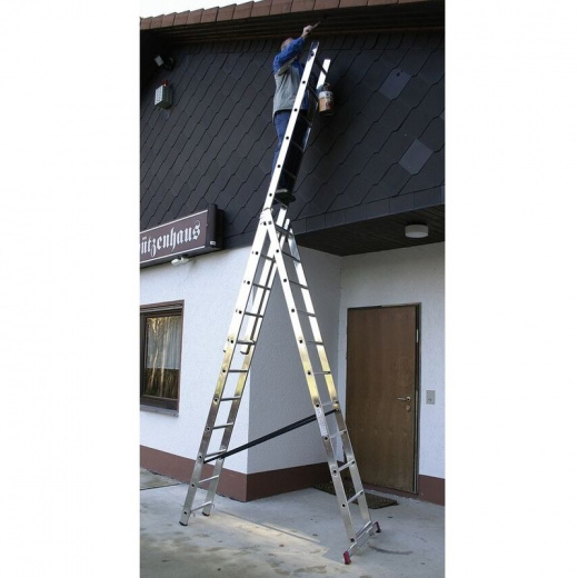 Лестница трехсекционная 11 ступеней универсальная алюминиевая Krause Corda
