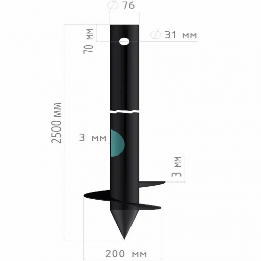 Свая винтовая 76/170х2500 мм БЗВС