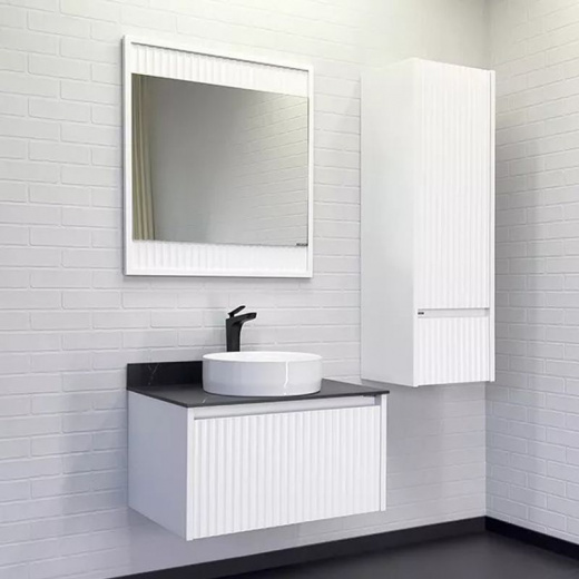 Зеркало Comforty Марсель белое матовое с LED подсветкой 750х800 мм