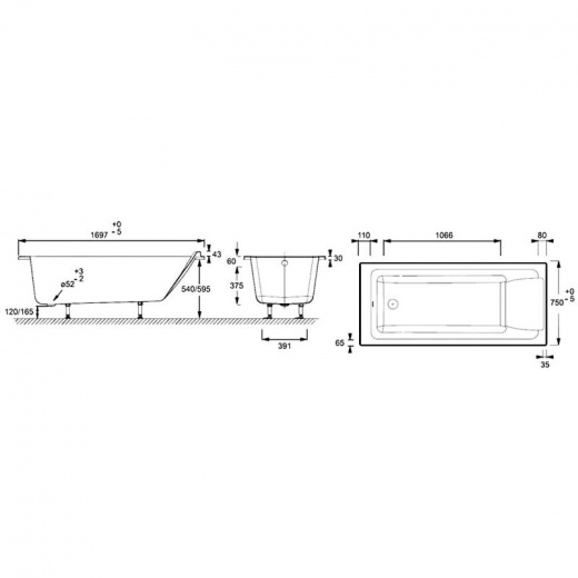 Акриловая ванна Jacob Delafon Sofa 170х75 (E60515RU-01)