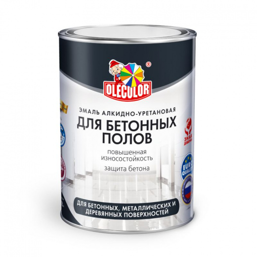 Эмаль алкидно-уретановая для бетонных полов Olecolor белая глянцевая 2,7кг