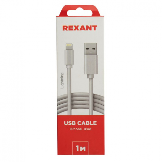 USB кабель для iPhone 5/5S/5C Rexant шнур 1м белый