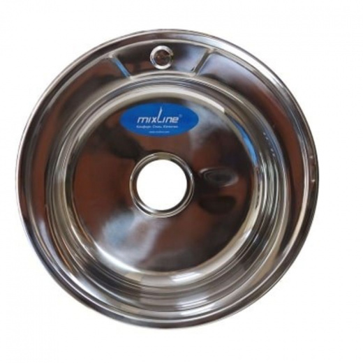 Мойка круг d 51 (0,6) вып 3 1/2 MIXLINE (глуб чаши 17см) с сифоном