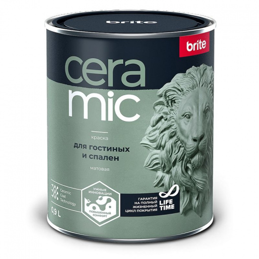 Краска для гостиных и спален Brite Сeramic бесцветная база С 0,9 л