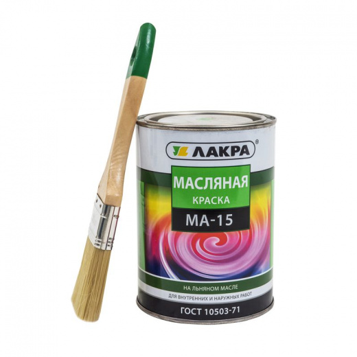 Краска масляная МА-15 Лакра зеленая глянцевая 0,9кг