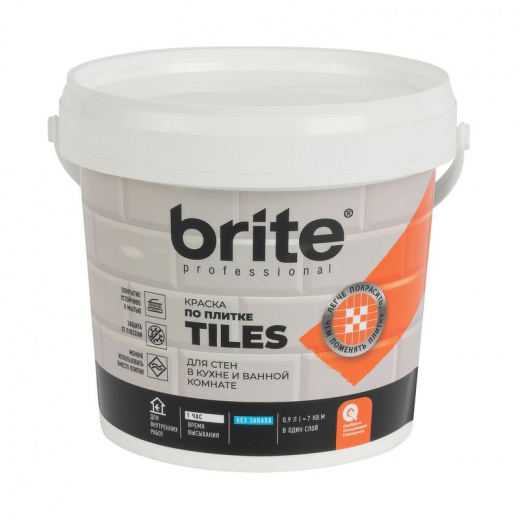 Краска по плитке Brite белая 0,9 л