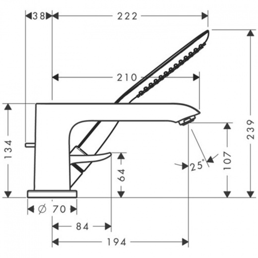 Смеситель Hansgrohe Metris 31190000 на борт ванны