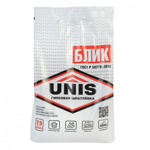 Шпаклевка гипсовая универсальная Unis Блик, 5 кг