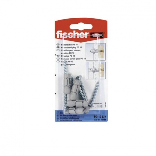 Дюбель для гипсокартона Fischer PDS K с шурупом 10х28 мм 5 шт/уп