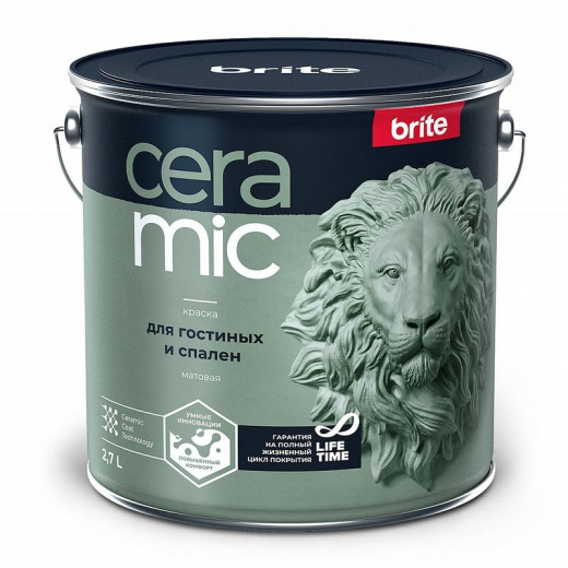 Краска для гостиных и спален Brite Сeramic бесцветная база С 2,7 л