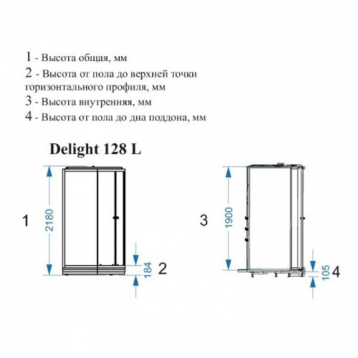 Душевая кабина Domani-Spa Delight Slim 128 L низкий поддон 120х80х218 см матовые стекла