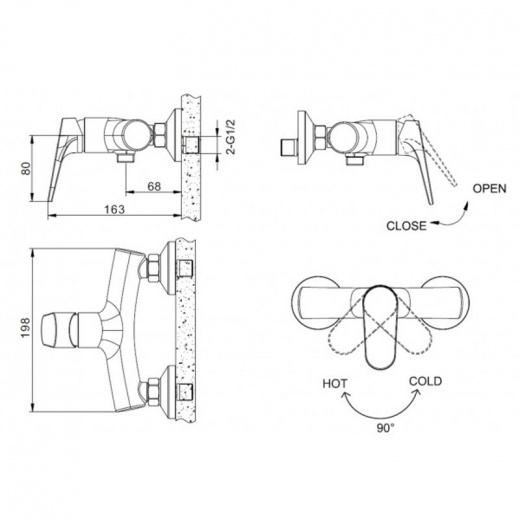 Смеситель Bravat Eler для душа F9191238CP-01-RUS