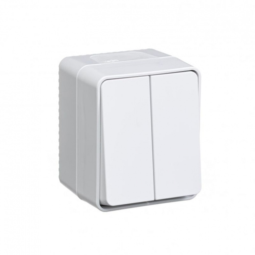 Выключатель двухклавишный накладной AtlasDesign белый IP54 Systeme Electric