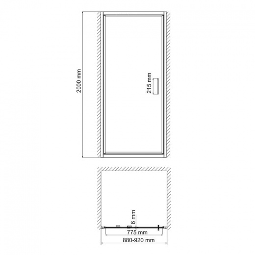Душевая дверь WasserKraft Salm 27L04 поворотная 90