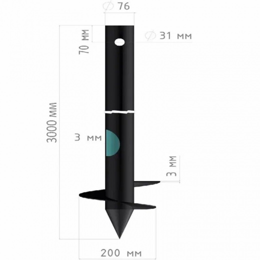 Свая винтовая 76/200х3000 мм БЗВС