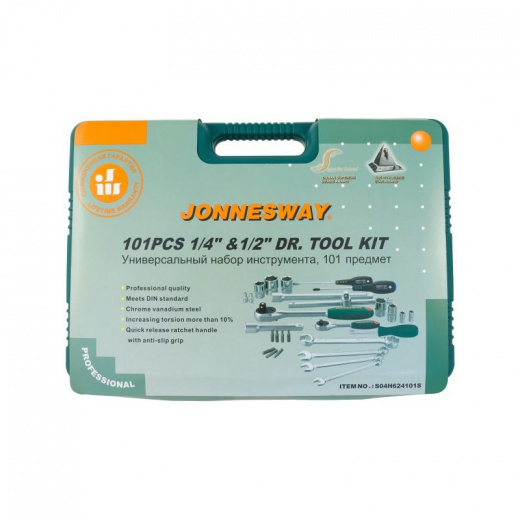 Набор инструмента Jonnesway, 1/4, 1/2DR, 101 предмет, S04H624101SA