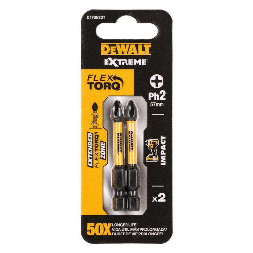 Биты ударные DeWalt PH2х50 мм 2 шт